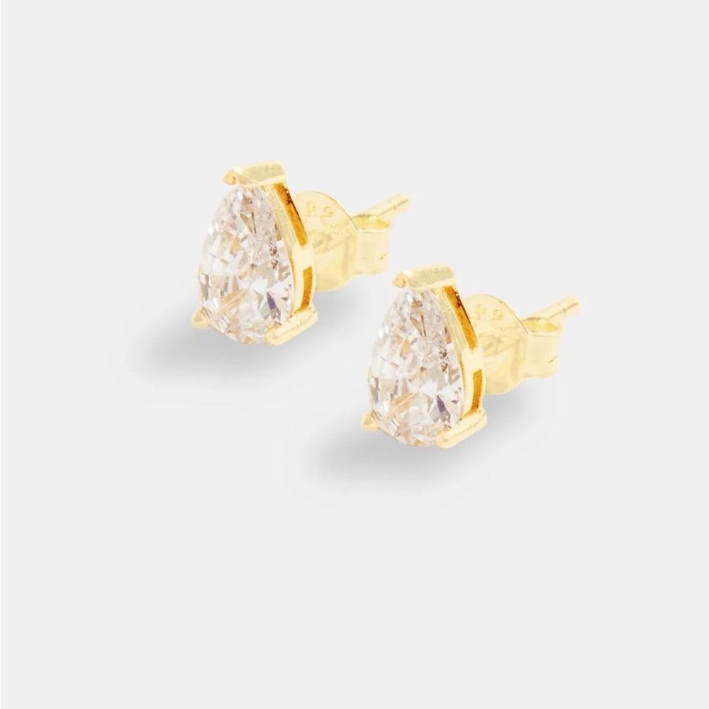 CERNUCCI 8MM PEAR STUD EARRINGS GOLD